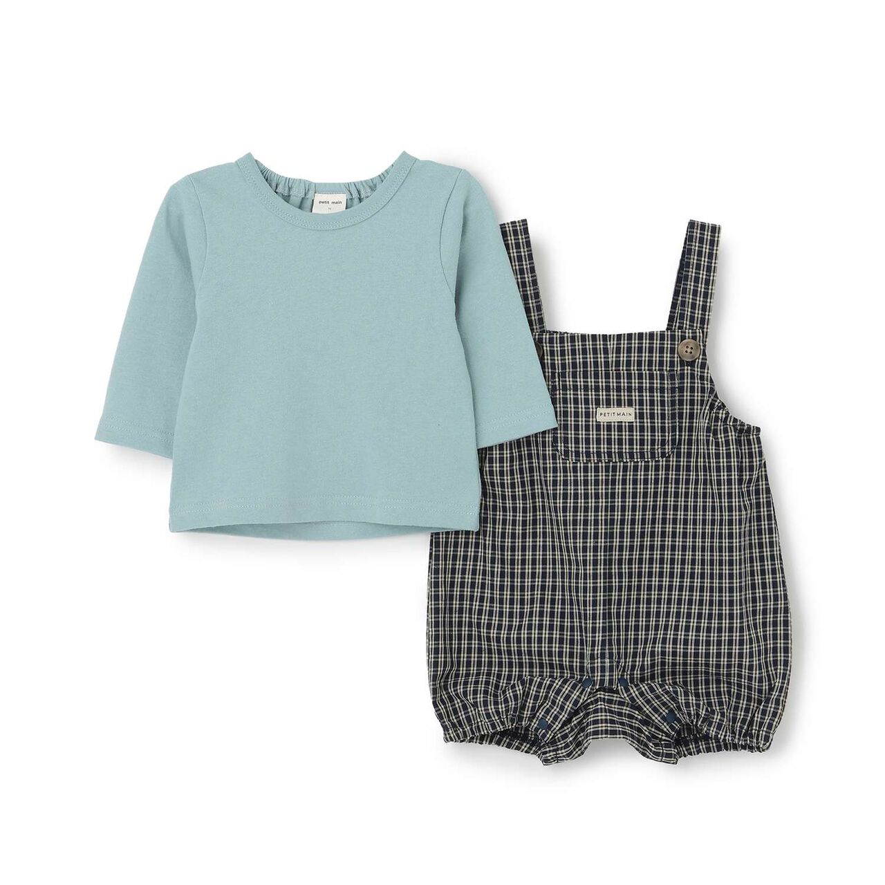 Checkered Overalls Set,Navy, large image number 4