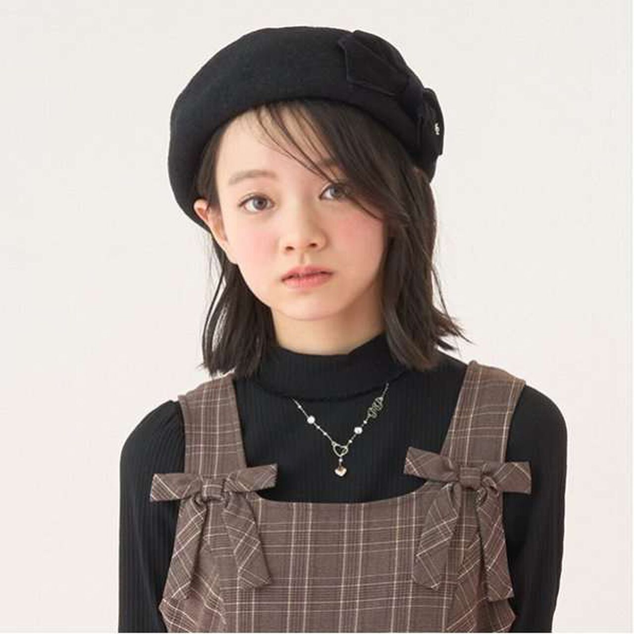 Velour Ribbon Beret Hat,Black, large image number 0