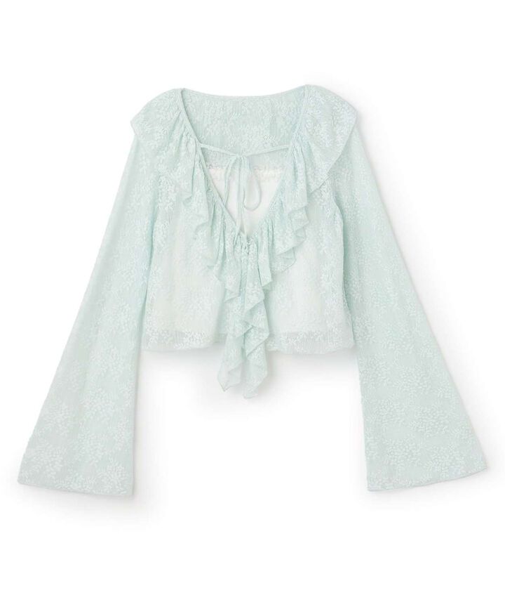 Frill Bolero Camisole Set [Korean Fashion],Light blue, medium image number 5