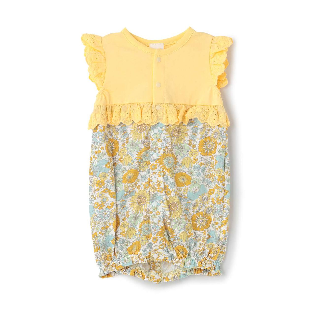 Floral Pattern 2WAY Romper,Yellow, large image number 2