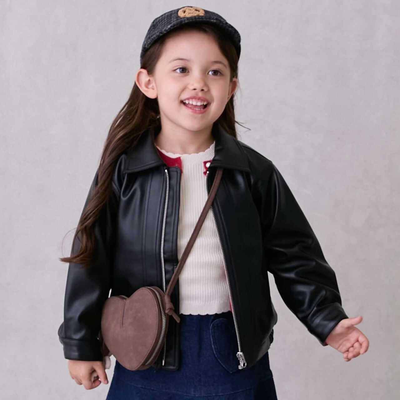 [Link] Faux Leather Jacket,Beige, large image number 1