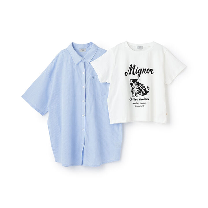 [New Colors Added Due to Popular Demand] [AMI] 5-Minute Sleeve Big Shirt x Compact T-Shirt,Off white, medium image number 18