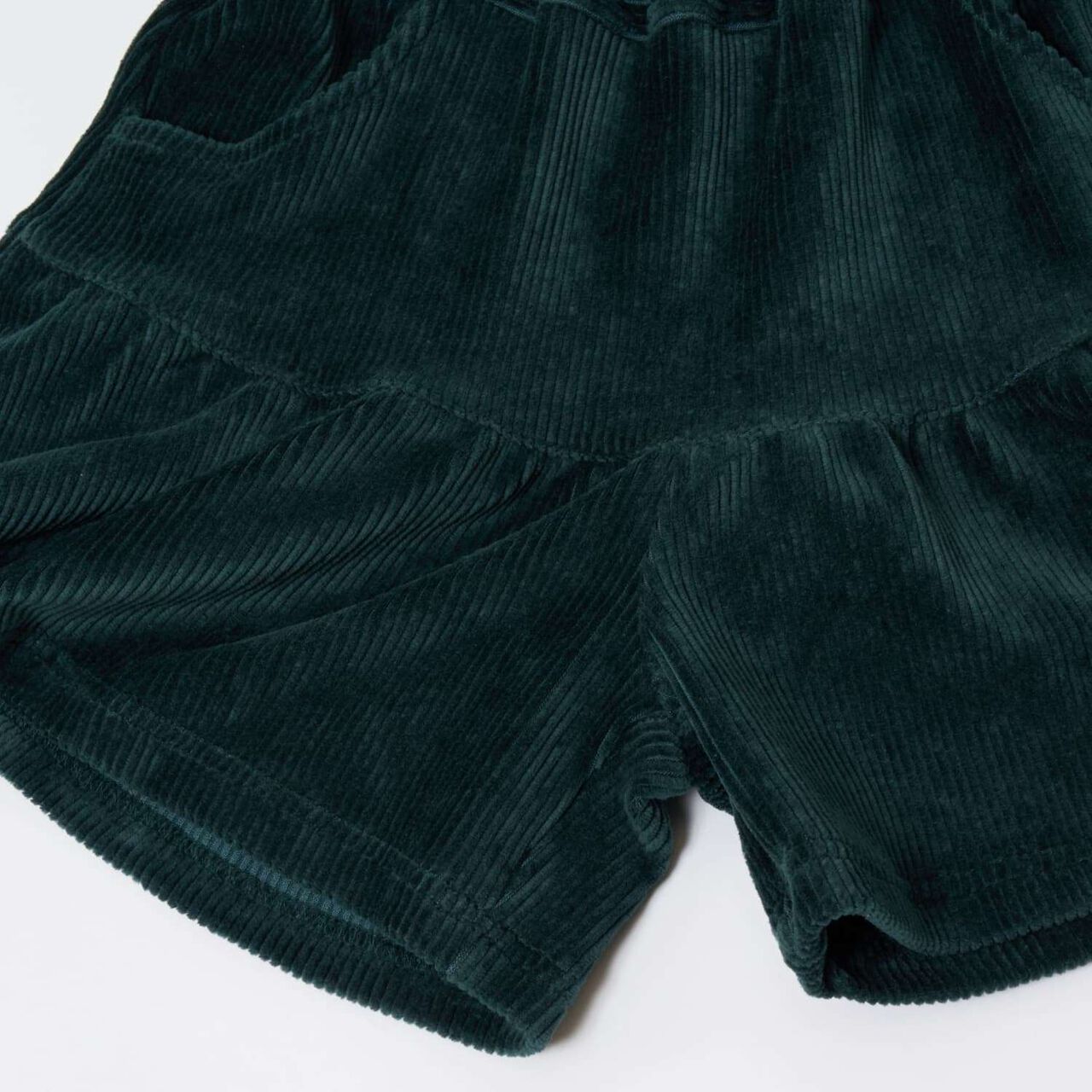 Gathered Cut Corduroy Skirt with Shorts,Deep green, large image number 11