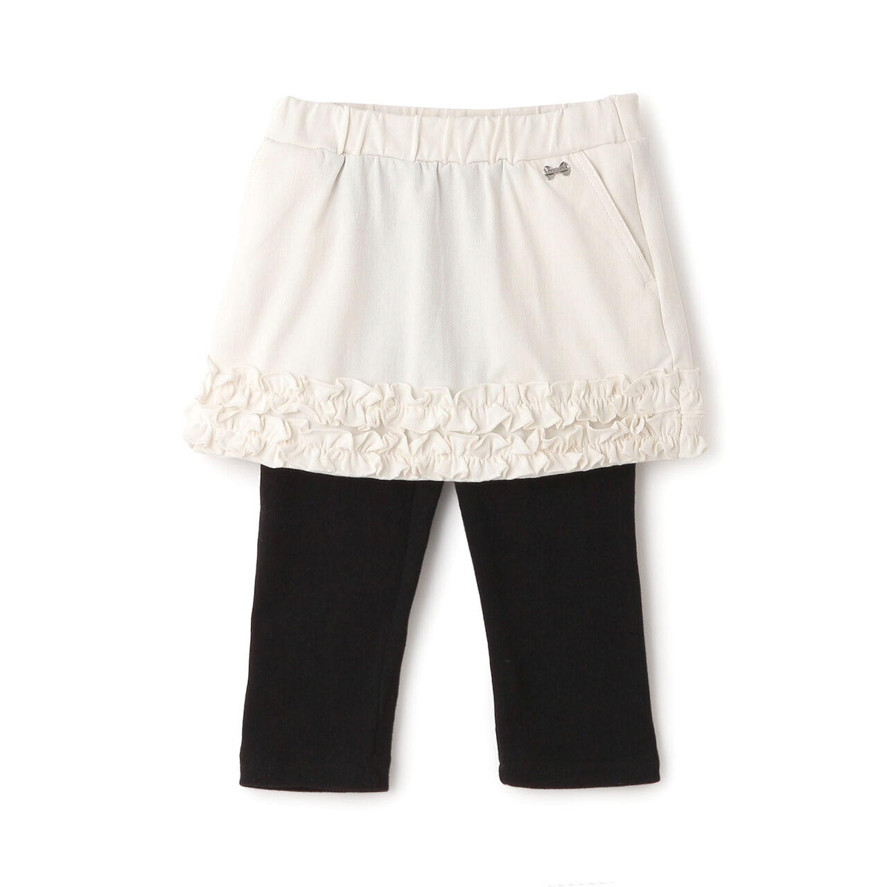 Skirt with Hem Frill and Leggings,Ivory, large image number 0