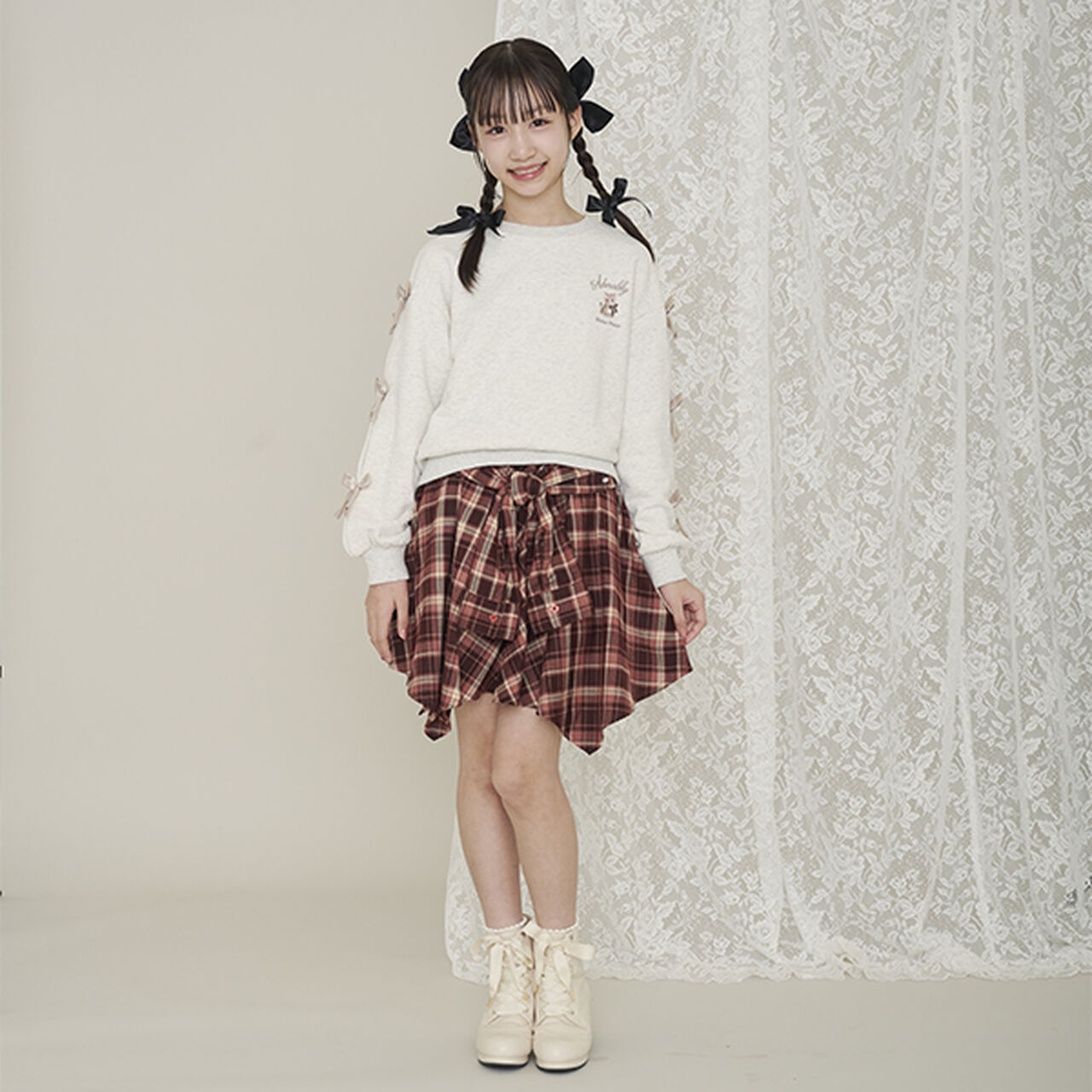 Knot Shirt Style Skirt with Shorts,Black, large image number 1