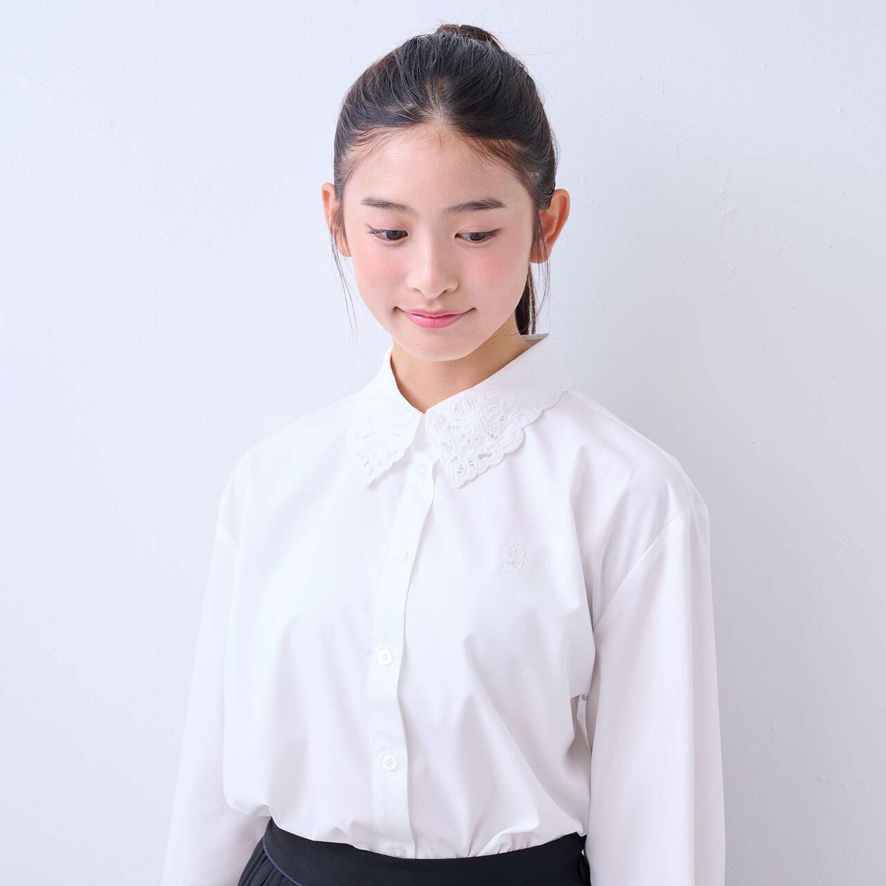 Lace Collar Bow Tie Blouse,White, large image number 12