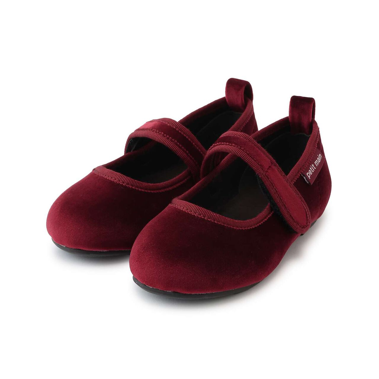 One Strap Velour Shoes,Dark red, large image number 0