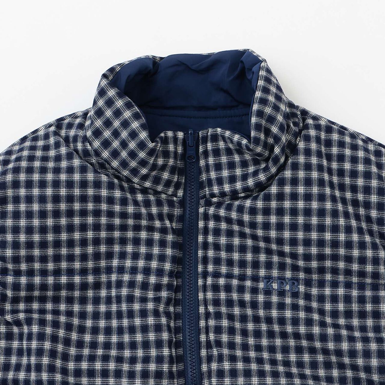 [Reversible] Taffeta &times; Check Vest,Navy, large image number 11