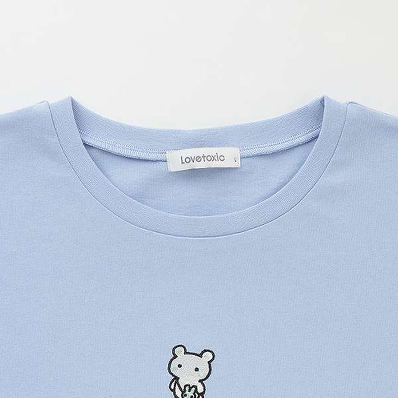 Front Character Embroidery T-Shirt,Sax blue, large image number 15