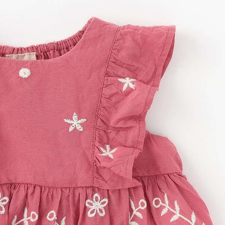 [Link] Cotton Lace Embroidery Outfit Set,Deep pink, medium image number 7