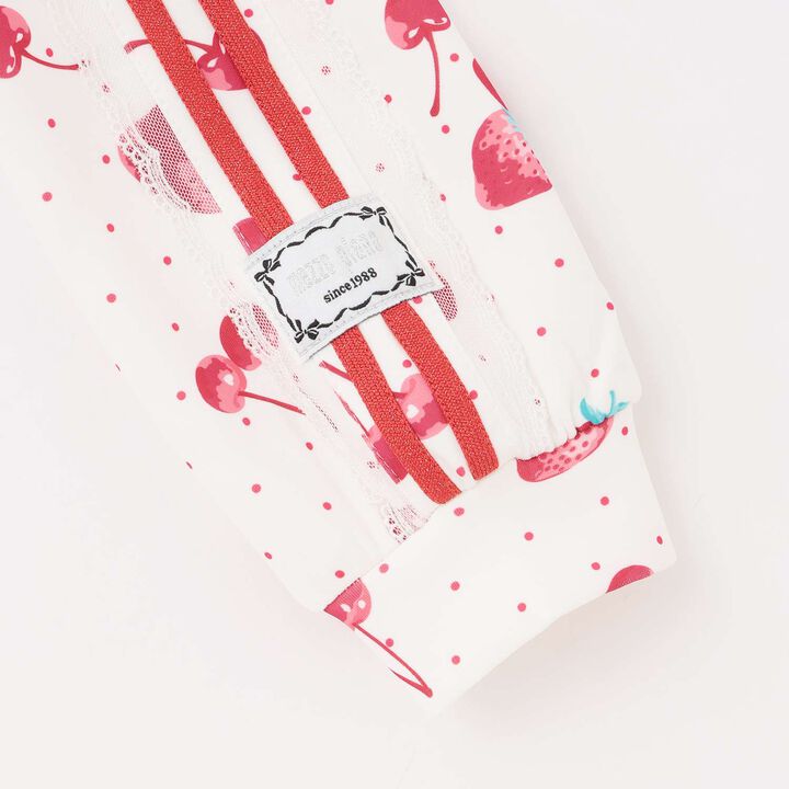 Strawberry Cherry Pattern Lace Sleeve Jersey,Black, medium image number 3