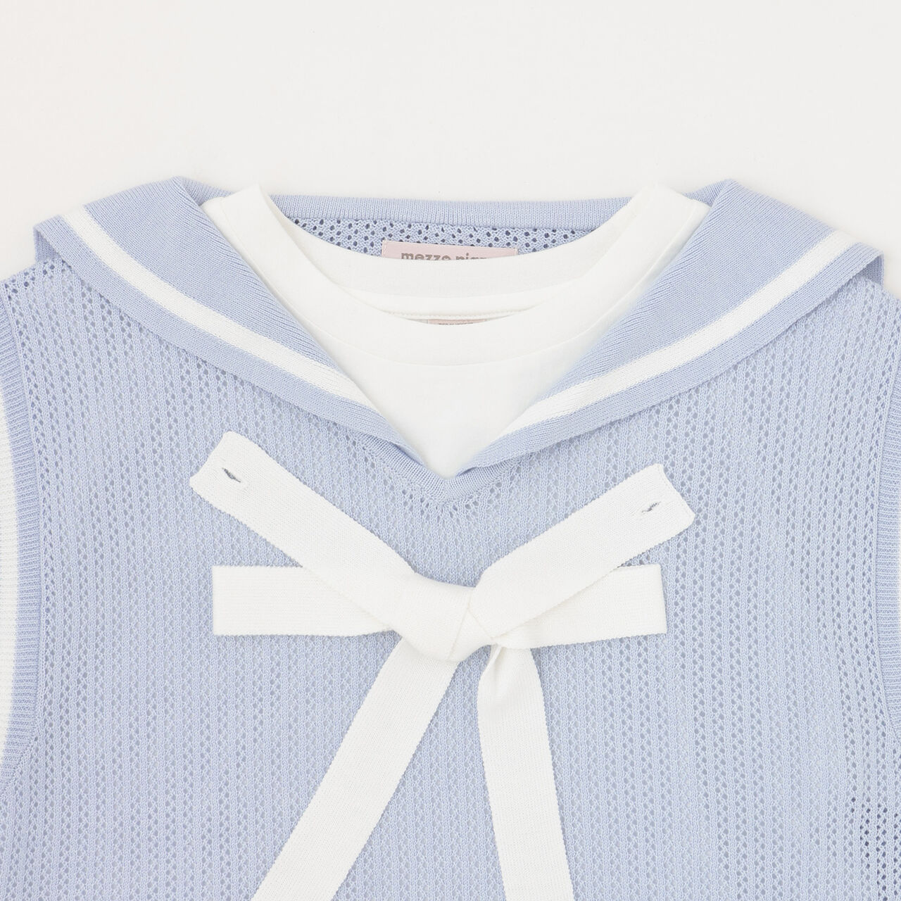 Mesh Sailor Vest & T-Shirt Set,Ivory, large image number 8