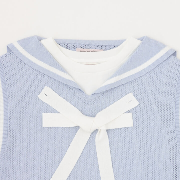 Mesh Sailor Vest & T-Shirt Set,Ivory, medium image number 8