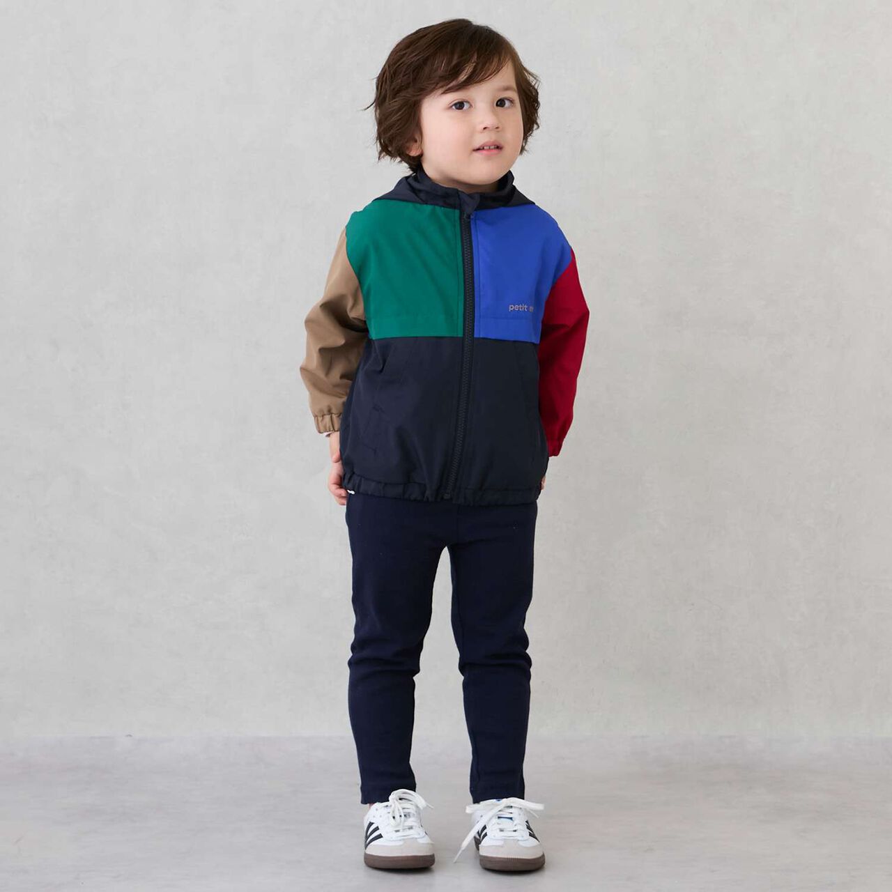 Water-Repellent Color Block Windbreaker,Navy, large image number 2