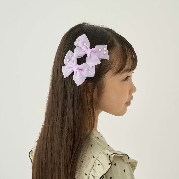 Imitation Pearl Ribbon Hair Clip Set of 2 [Kids Girls],, medium