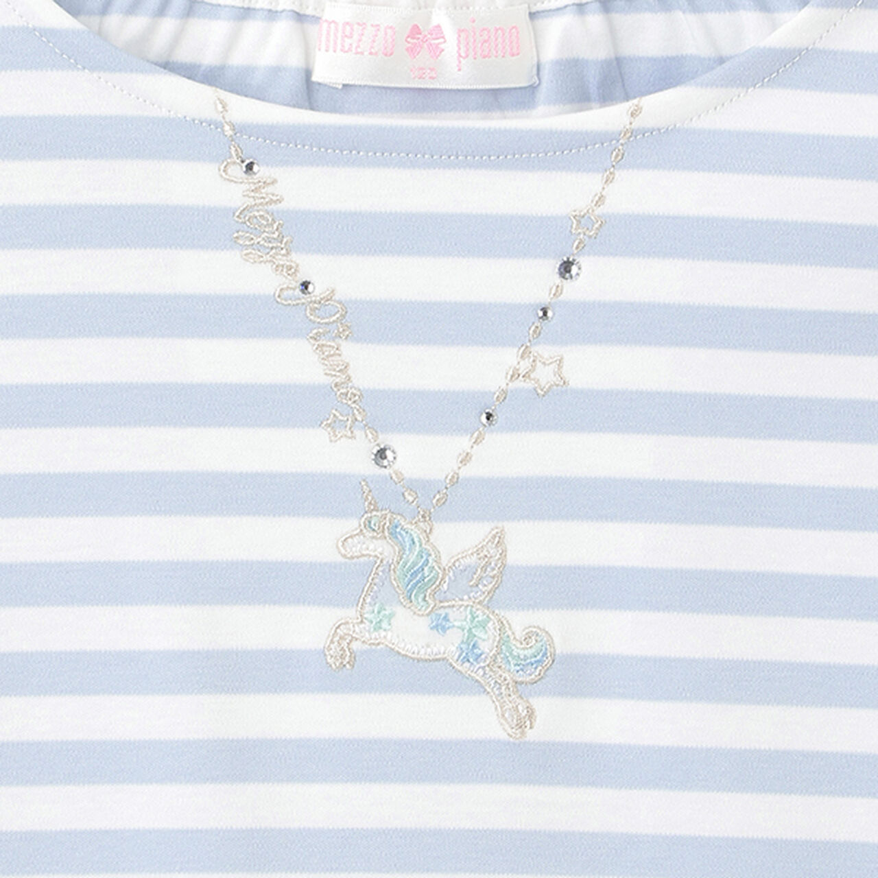 Necklace Embroidery Stripe Pattern One-Piece Dress,Navy, large image number 8