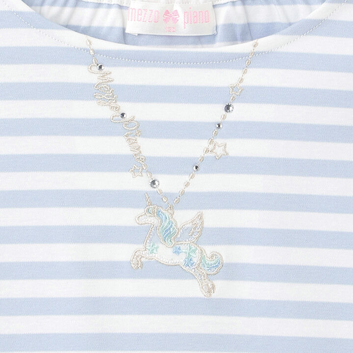 Necklace Embroidery Stripe Pattern One-Piece Dress,Navy, medium image number 8