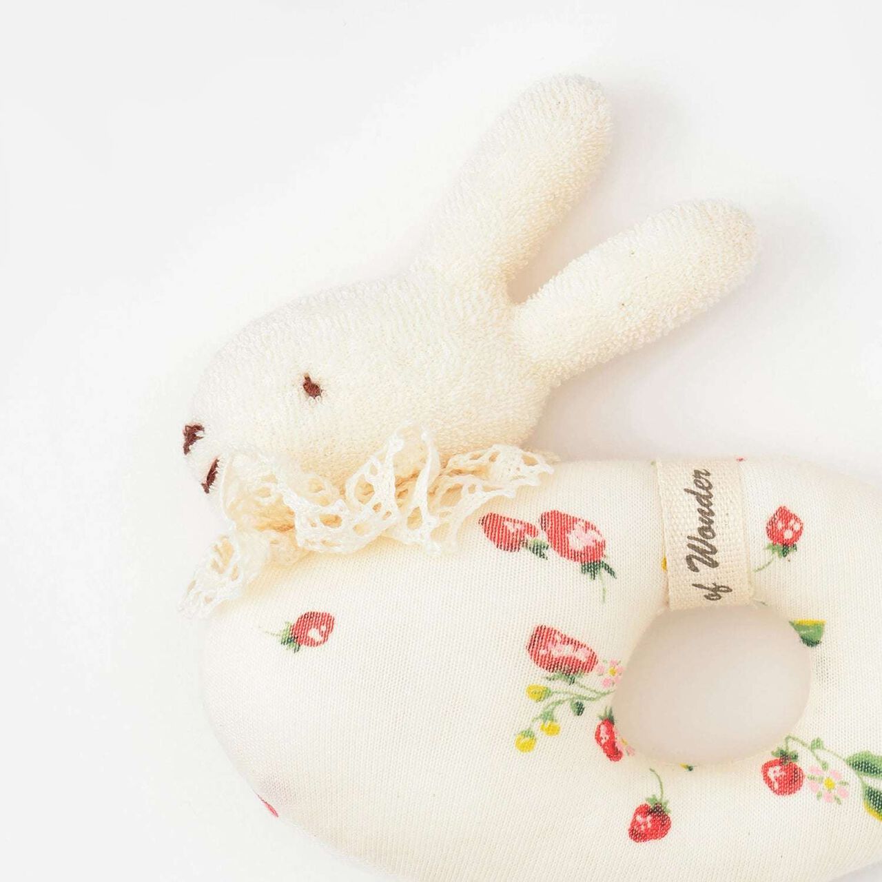 ☆BASIC Rabbit Ring Rattle [Organic] [Made in Japan],Pearl white, large image number 2