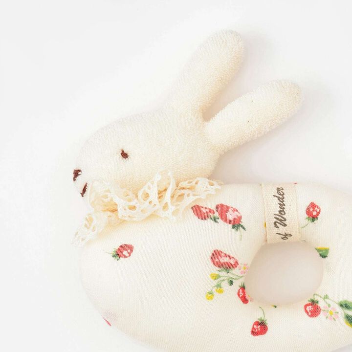 ☆BASIC Rabbit Ring Rattle [Organic] [Made in Japan],Pearl white, medium image number 2