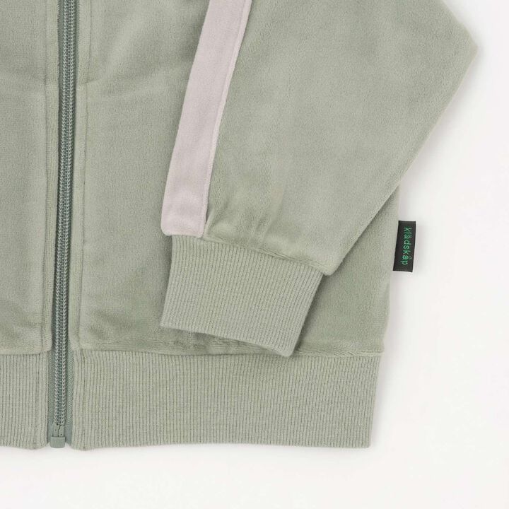 Velour Long-Sleeve Zip-Up Jacket with Car Embroidery,Khaki, medium image number 9