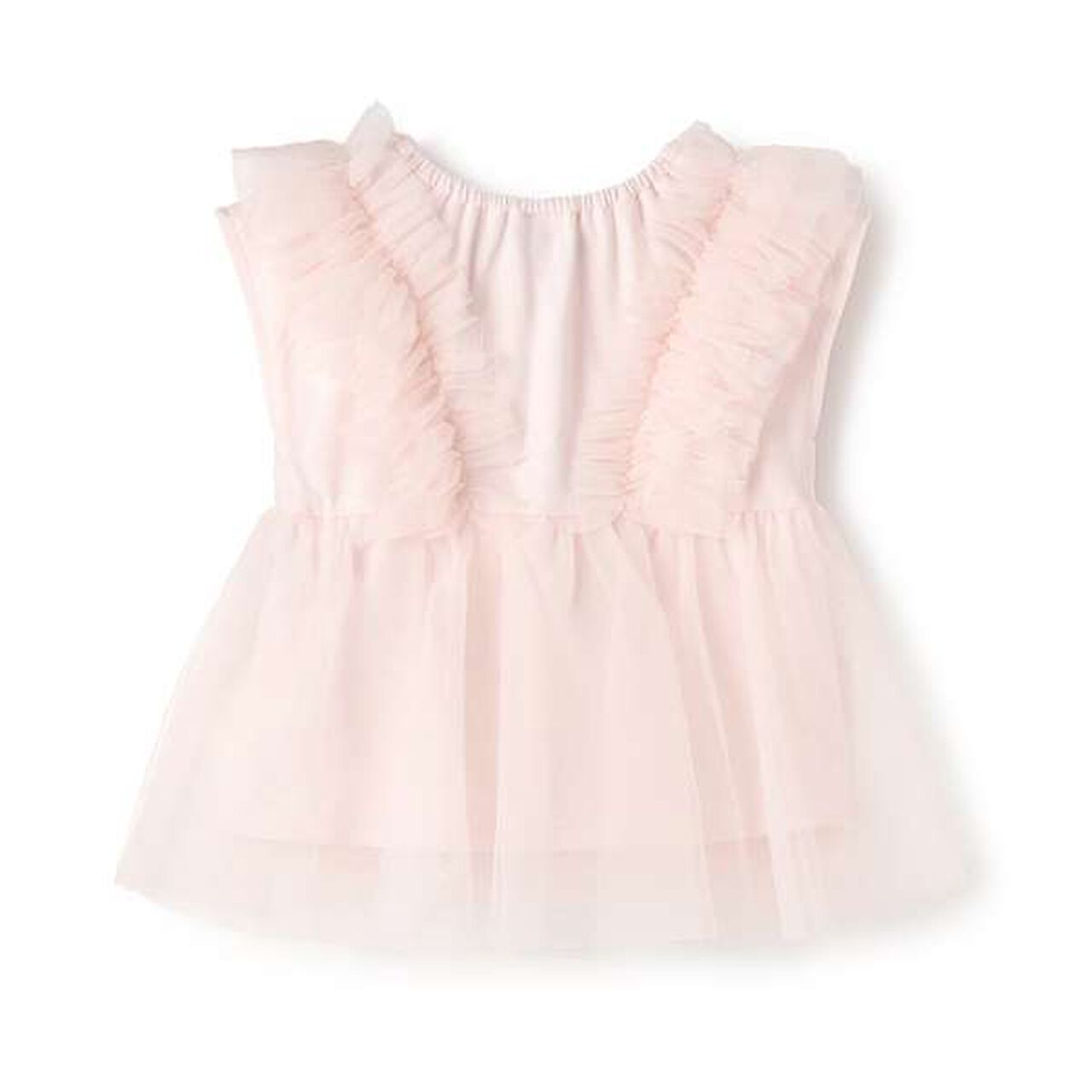 [Link] Tulle Docking Short-Sleeve T-Shirt,Off white, large image number 5