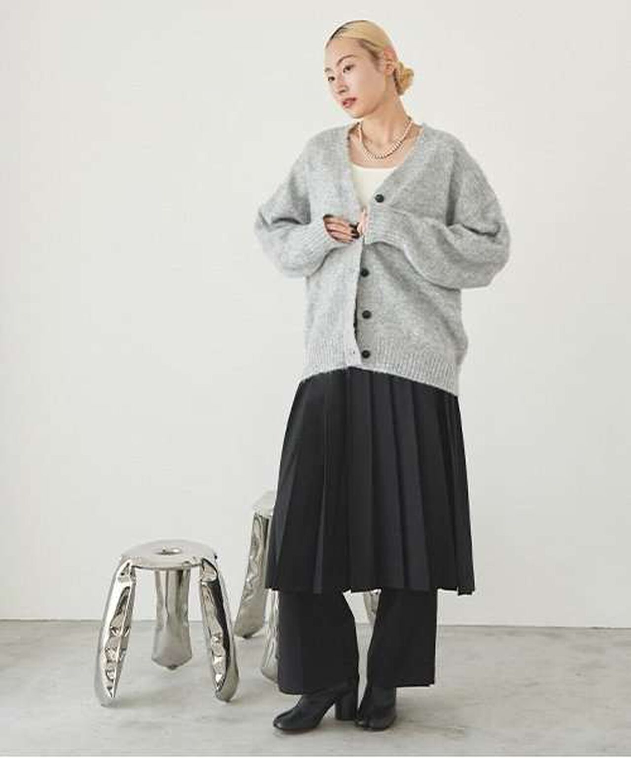 Knit Cardigan,Beige, large image number 17