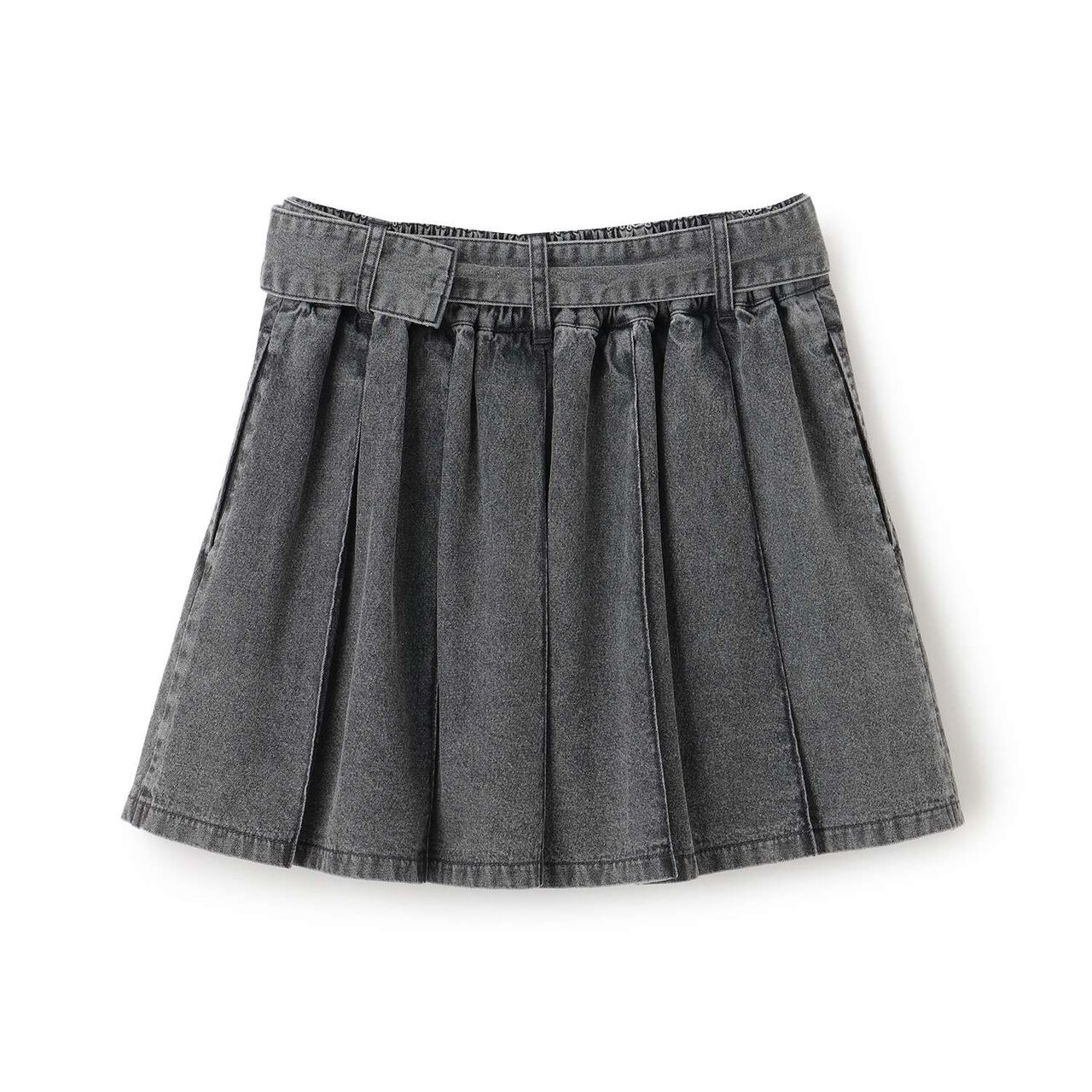 [LTXC] Denim Pleated Skirt with Belt,Navy, large image number 12
