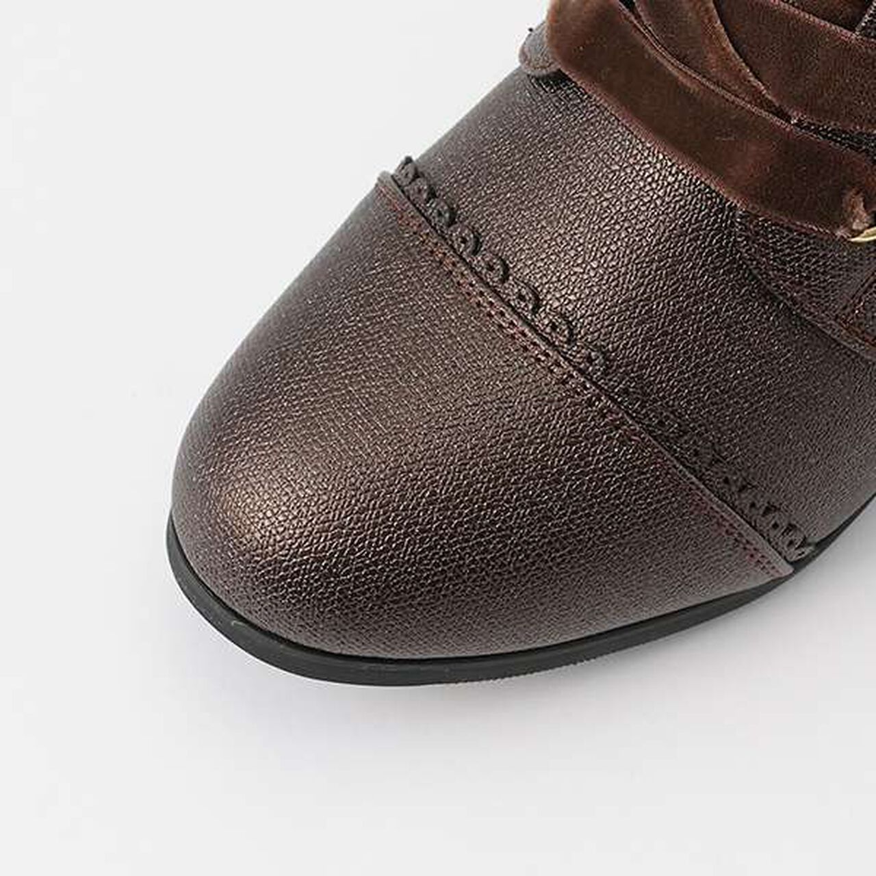 Lace-Up Ribbon Side Gore Boots,Dark brown, large image number 6