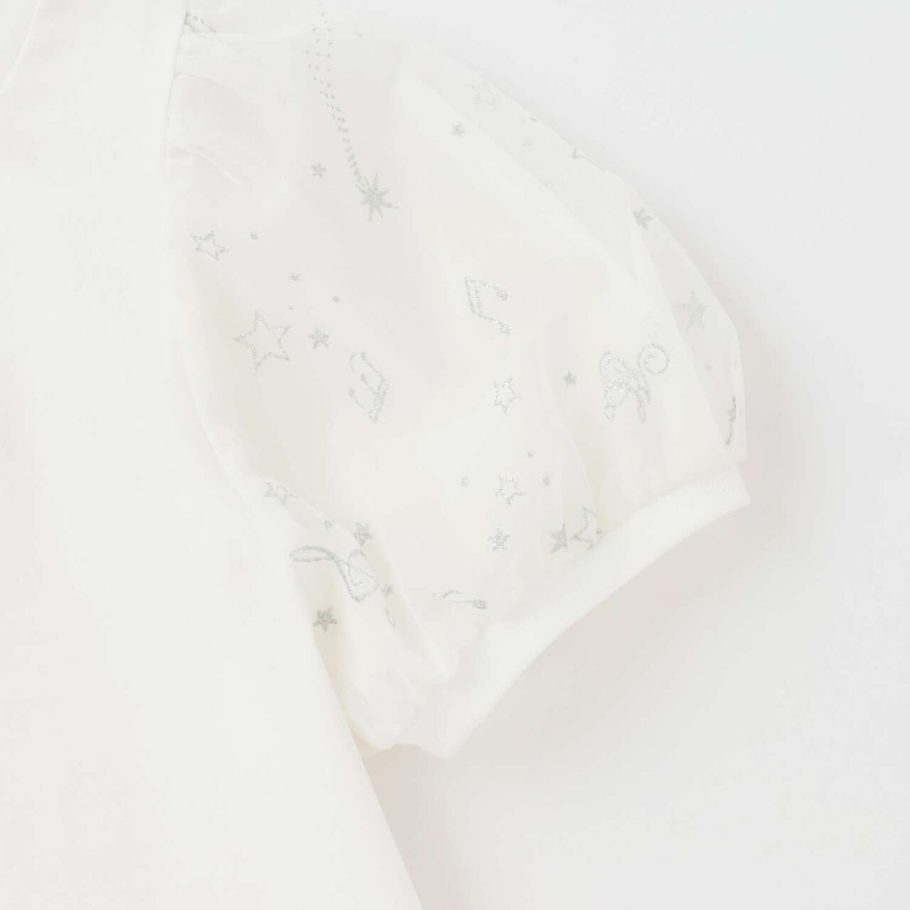 Cool Touch Puff Sleeve Tulle T-Shirt♪,Off white, large image number 3