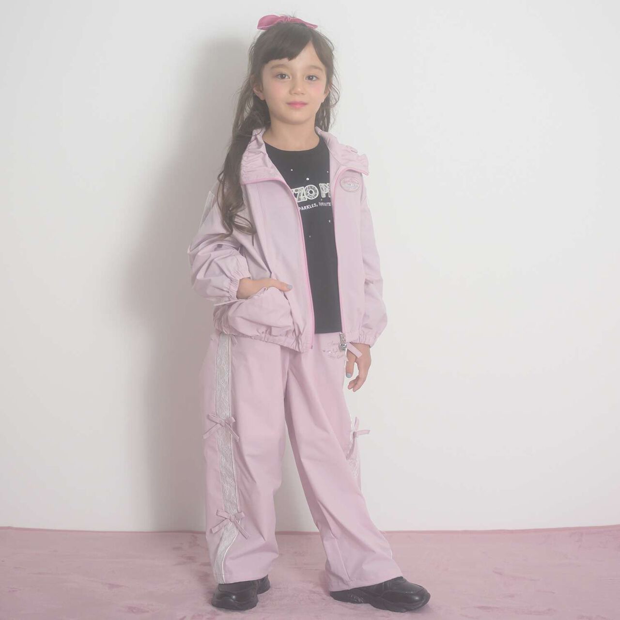 Lace Sleeve Bomber Jacket [Water-Repellent Finish],Pink, large image number 2
