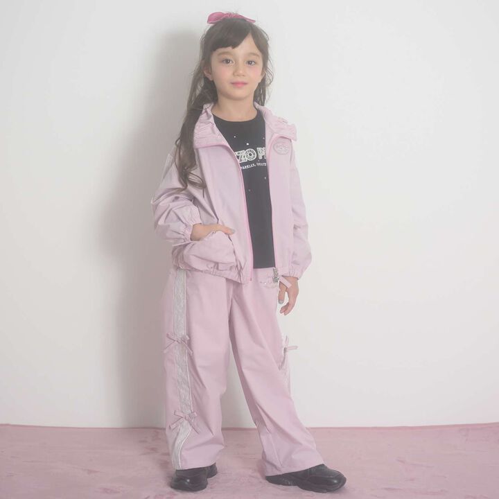 Lace Sleeve Bomber Jacket [Water-Repellent Finish],Pink, medium image number 2