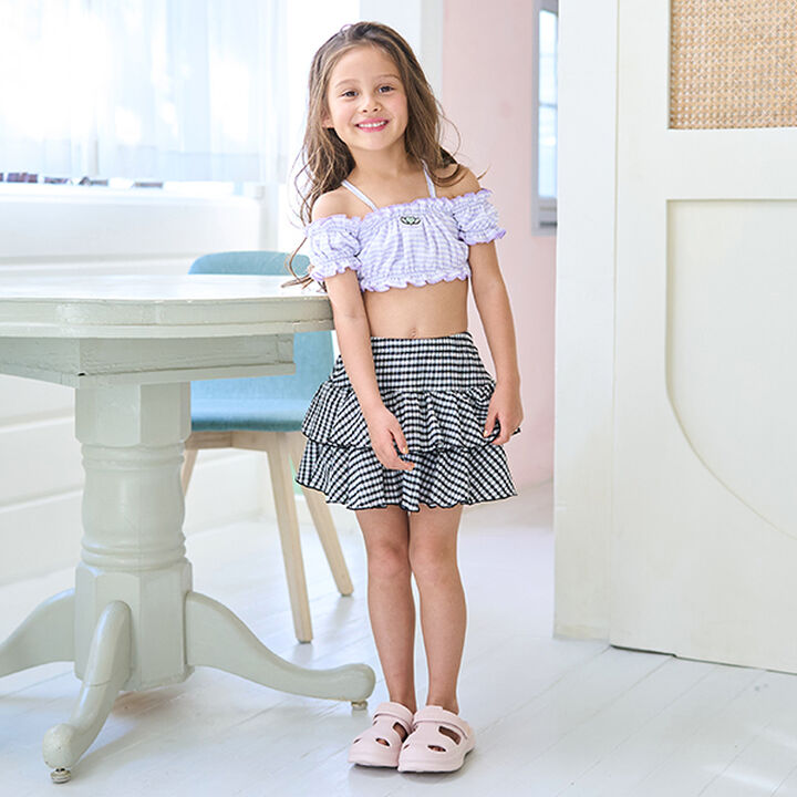 [SWIM] [UV Processing] Gingham Check Gathered Two-Piece Set,Black, medium image number 11