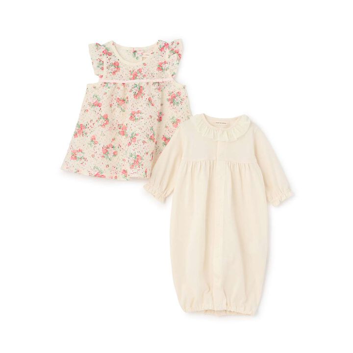 Wild Strawberry Lace Apron 2 WAY All-in-One [Organic] [Made in Japan],Pearl white, medium image number 3