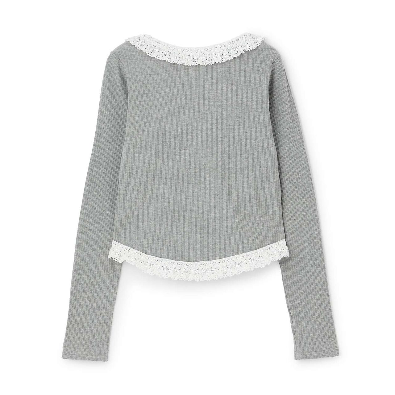 Parent-Child Matching Lace Frill Ribbed Long-Sleeve T-Shirt,Black, large image number 8