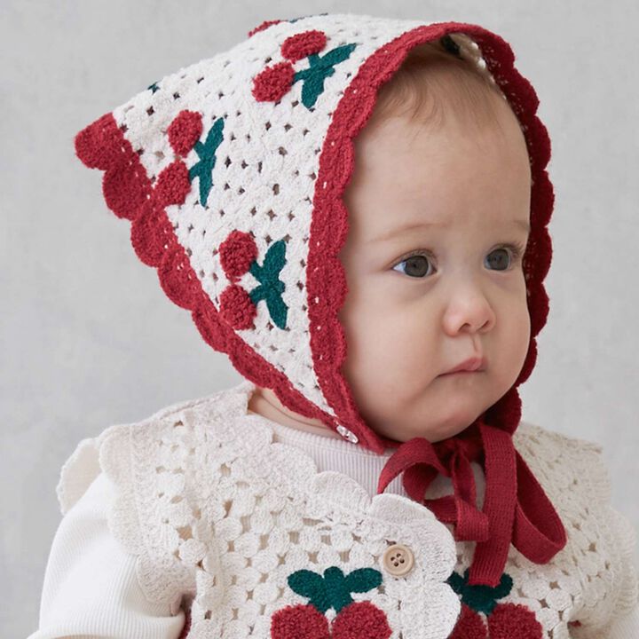 Black Crochet Scarf,Red, medium image number 1