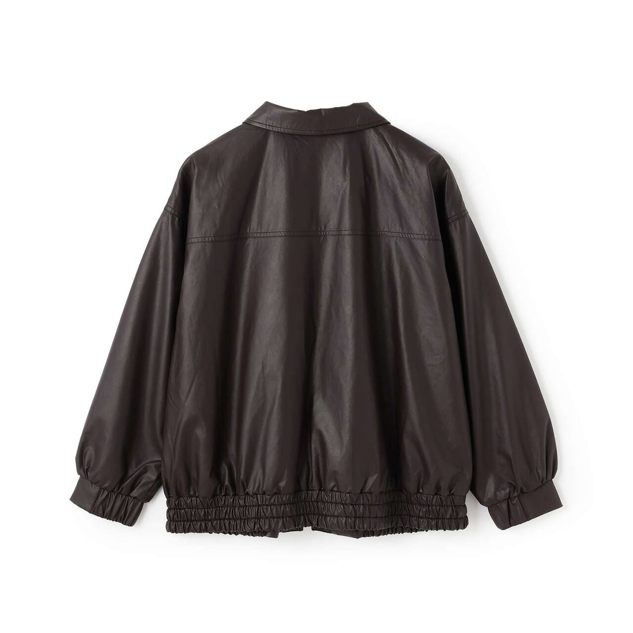 [Machine Washable] Faux Leather Bomber Jacket,Black, large image number 1