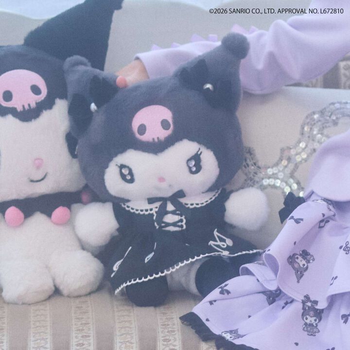 [My Melody / Kuromi] Plush Shoulder Bag,Charcoal gray, medium image number 0