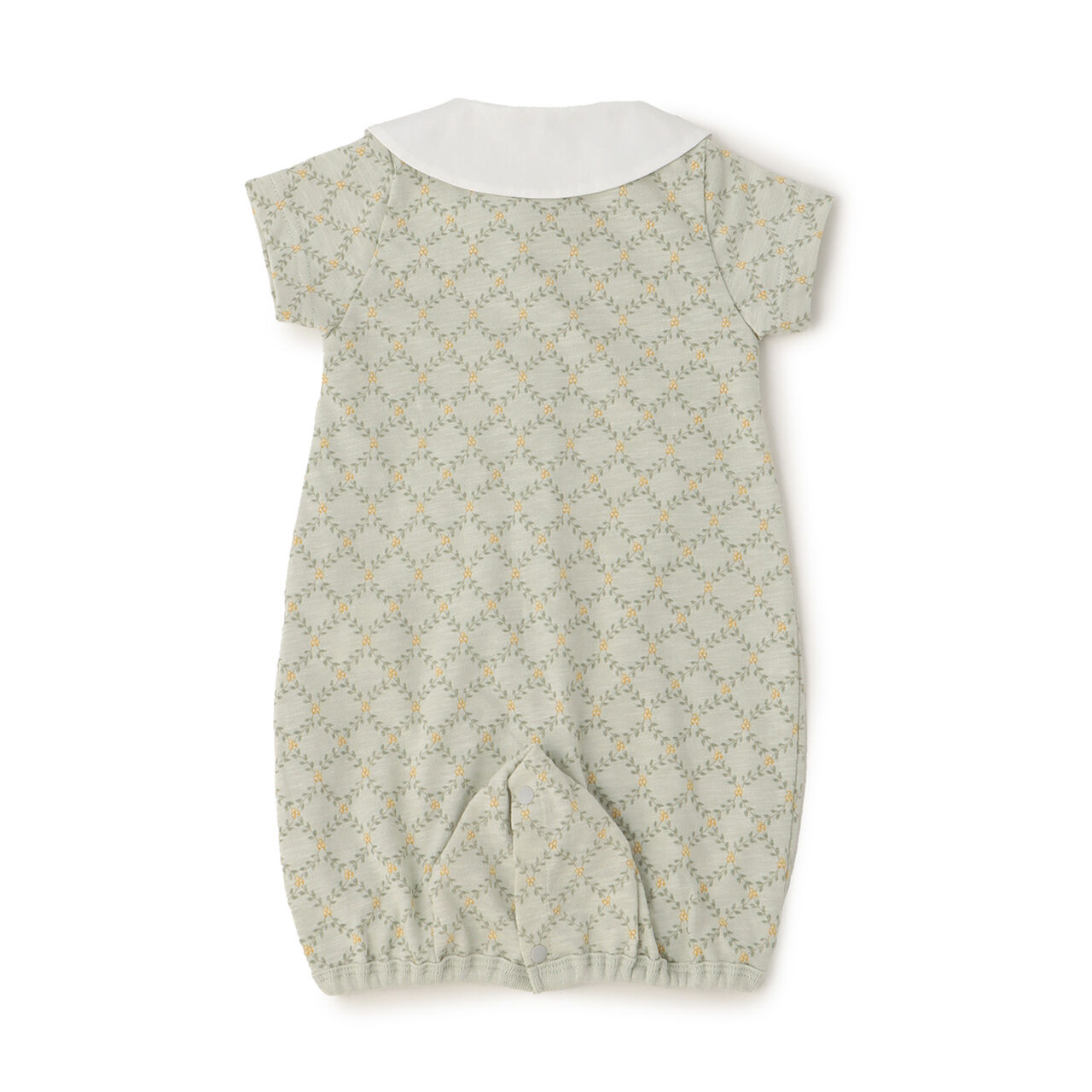 Fruits Collar Embroidered 2WAY Romper,Moss green, large image number 1