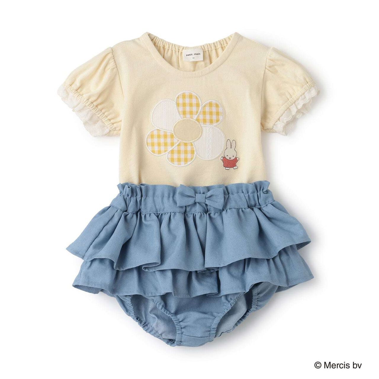 [miffy] Floral Appliqu&eacute; Outfit Set,Blue, large image number 3