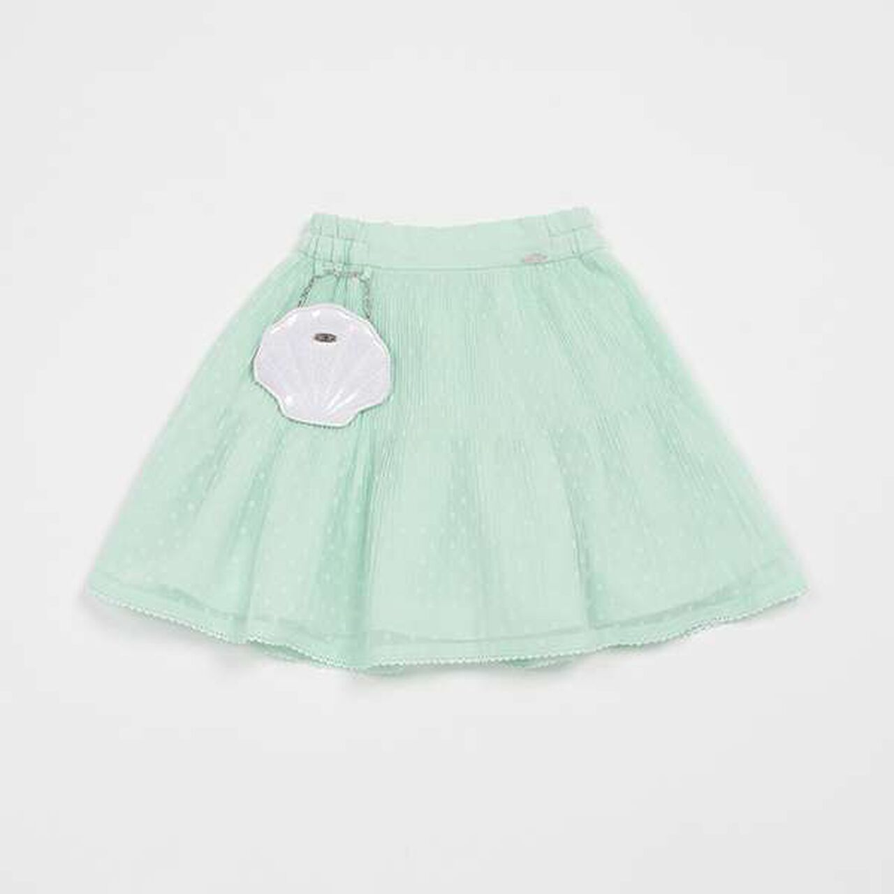 Accordion Pleated Skirt with Shell Pouch,Mint, large image number 5