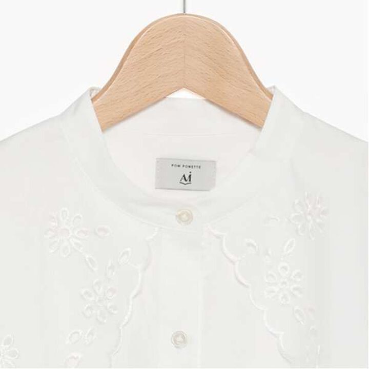 [AMI] Cutwork Embroidery Big Collar Blouse,, medium image number 12