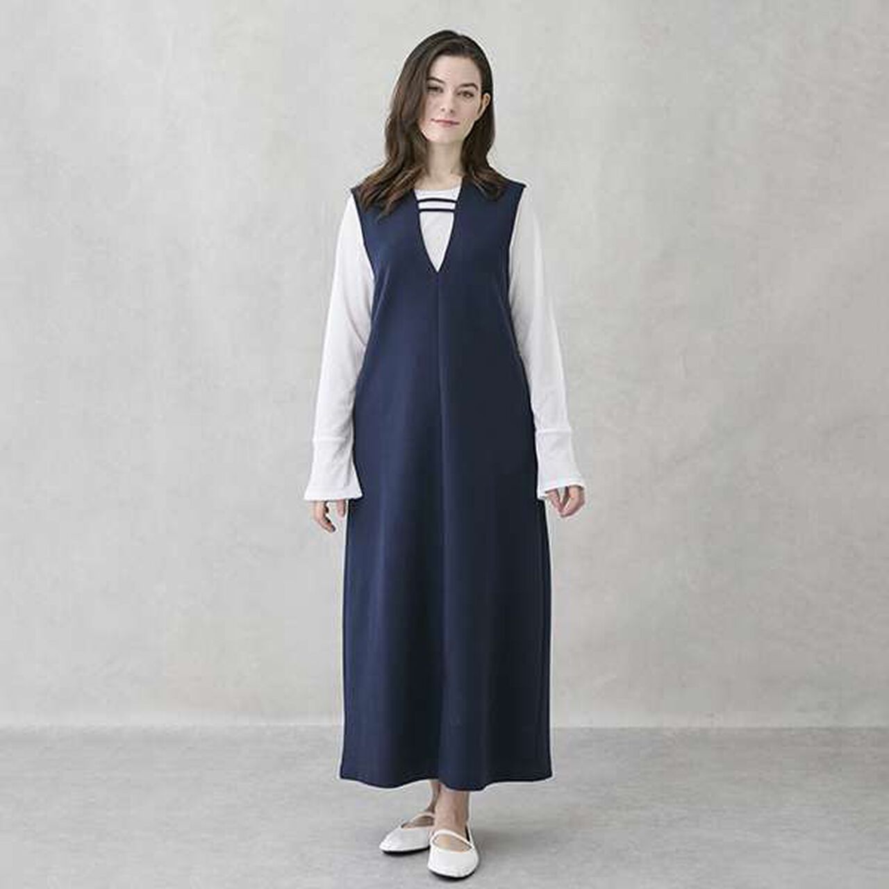 [Link/Anti-Stain] 2-Way Jumper Skirt Set,Navy, large image number 0