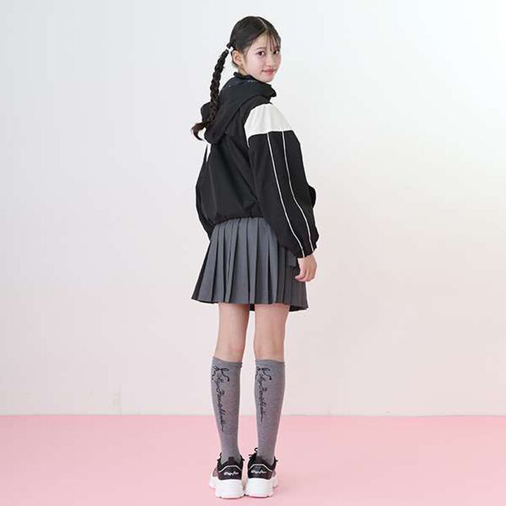 Lace-Up Ribbon Double Layer Pleated Skirt-Pants,Gray, medium image number 19