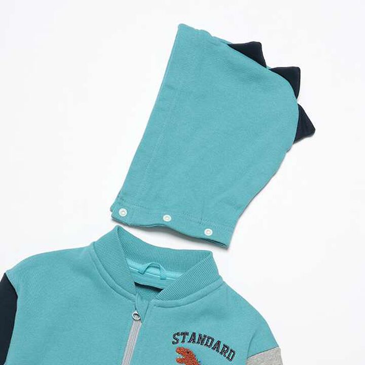 Dinosaur Color Block Zip-Up Parka,Blue, medium image number 7