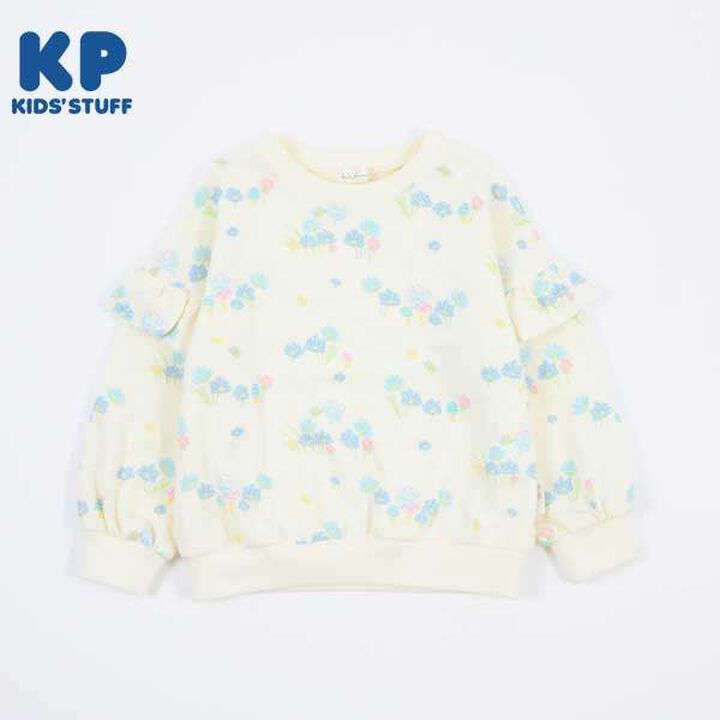 [Made in Japan] Rabbit All-Over Pattern Sleeve Frill Sweatshirt (120-130),Off white, medium image number 11