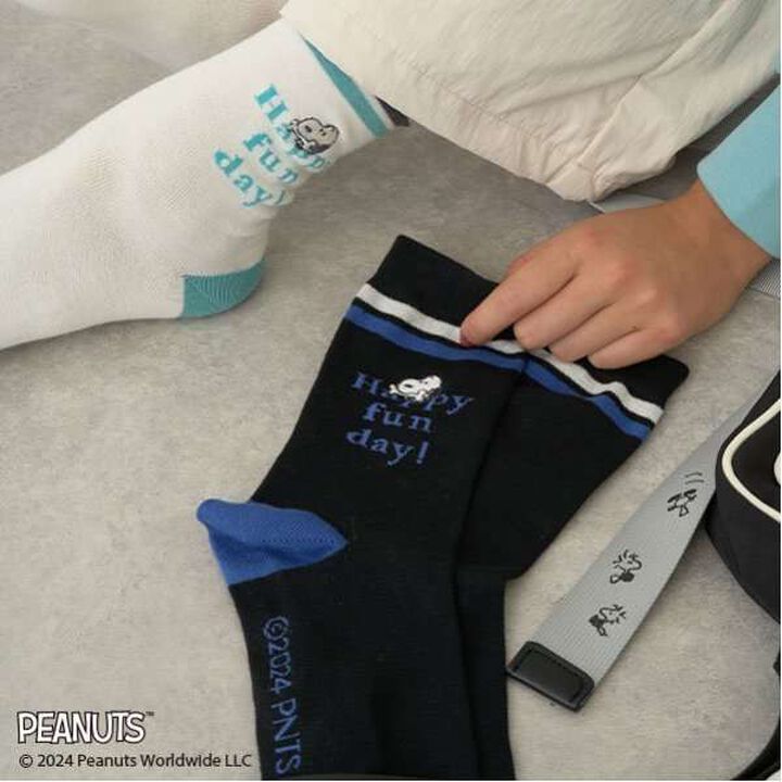 [Made in Japan] [PEANUTS] Striped Crew Socks,Off white, medium image number 7