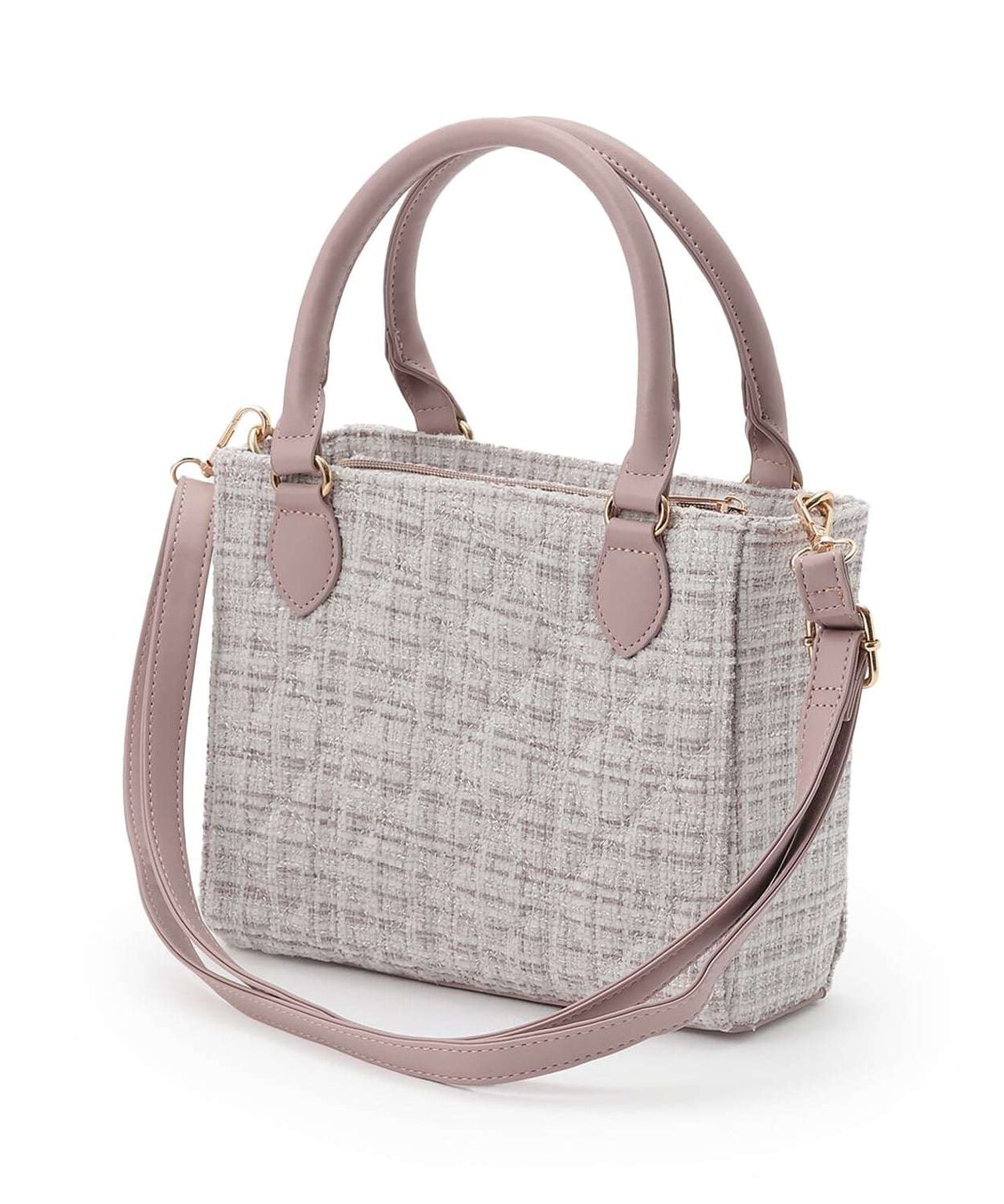 Tweed Charm Tote Bag,Ivory, large image number 1