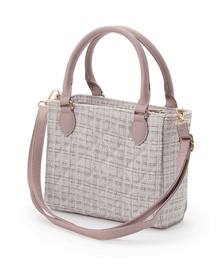 Tweed Charm Tote Bag,Ivory, medium image number 1