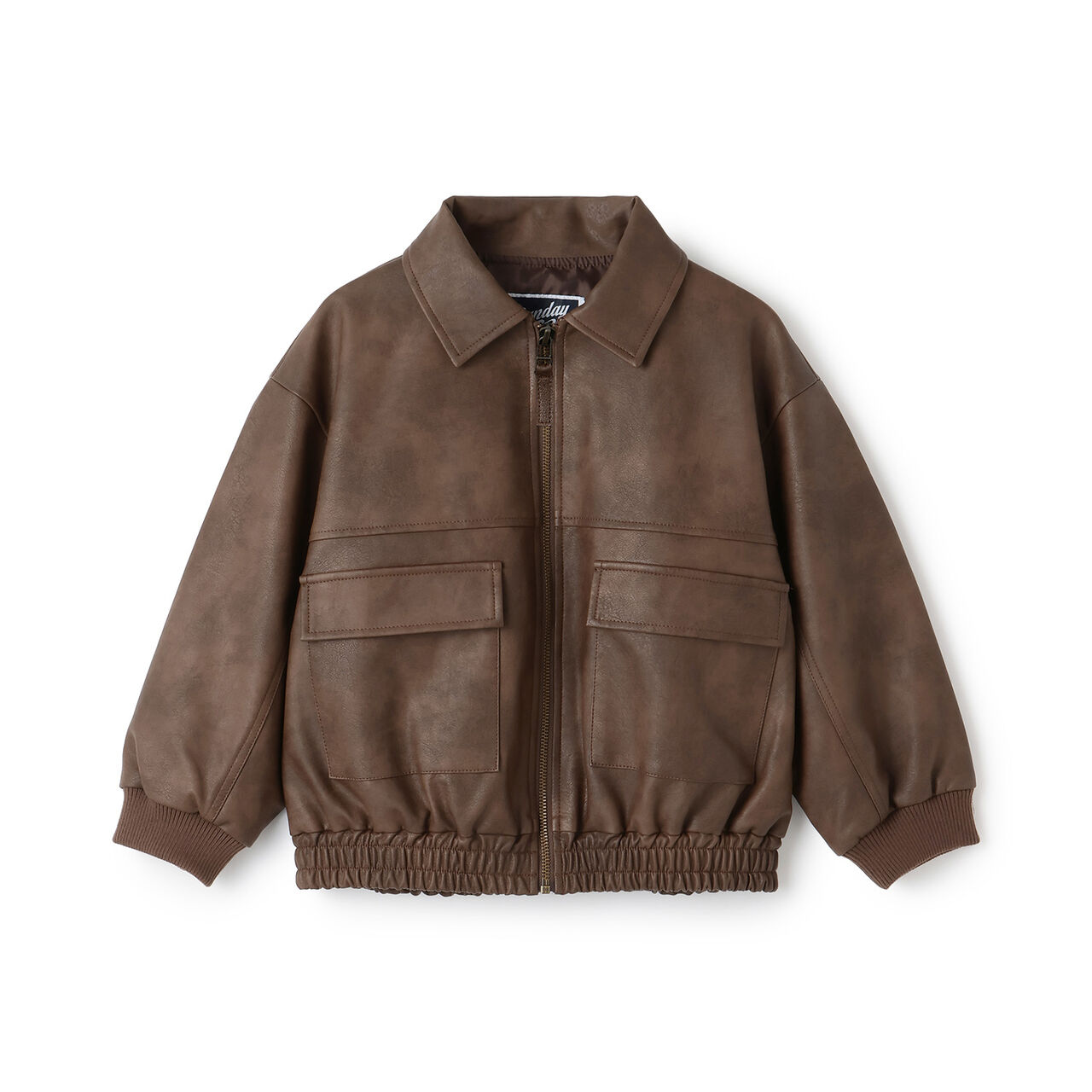 Synthetic Leather Bomber Jacket,Black, large image number 12