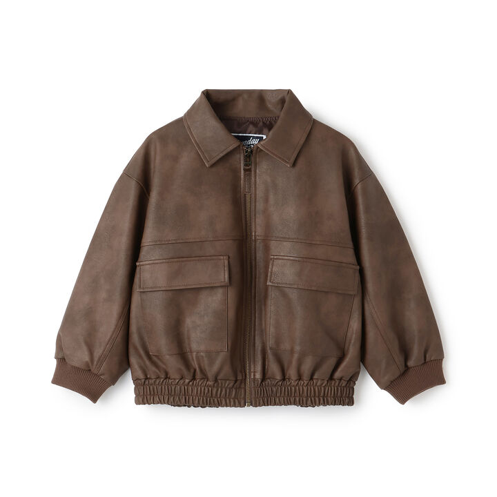 Synthetic Leather Bomber Jacket,Black, medium image number 12